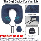 napfun Neck Pillow for Traveling, Upgraded Travel Neck Pillow for Airplane 100% Pure Memory Foam Travel Pillow for Flight Headrest Sleep, Portable Plane Accessories, Blue