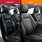 Fit Santa Fe Car Seat Covers for Hyundai Santa Fe 2007-2025 2026 - Upgraded Premium Waterproof & Breathable Leather, Airbag Compatible, All-Weather Seat Cushion Protector (2 Front/Black)