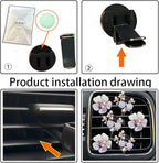 Bling Flower Air Vent Clips, 6 Pcs Cute Daisy Car Fresheners, Diffuser With Rhinestone Interior Decoration Charm, Diamond Decor Accessories for Women Girls