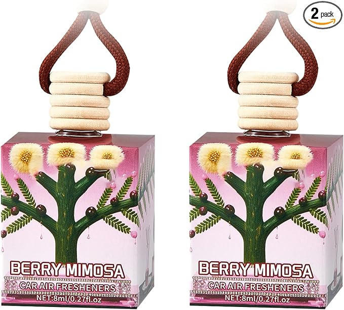 Car Air Freshener Diffuser, Car Fresheners Long Lasting, Hanging Car Scents Air Freshener, Essential Oil Diffuser, Berry Mimosa Fragrance Oil, 8ml*2pcs