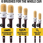 Soft Boar Hair Car Detailing Brush Set - 6-Pack - Scratch-Free Soft Bristle Cleaning Brushes - Reaches Tight Spots & Interior Car Cleaning Kit - Ergonomic & Durable Detailing Supplies