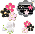 NBTEPEM 6 PCS Daisy Flower Air Vent Clip Car Decoration Accessories Air Conditioning Outlet Clip Car Air Freshener Clip Charm Car Interior Decor(3 cm, 3.3 cm, Pink, Red, Black)