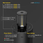 Airversa Waterless Essential Oil Diffuser for Home Aromatherapy Scent Diffusers with 3 Countdown Timer Settings or Timer-Off, 3 Mist Levels for Car Room Studio Office, ANX Premium Metal Silver