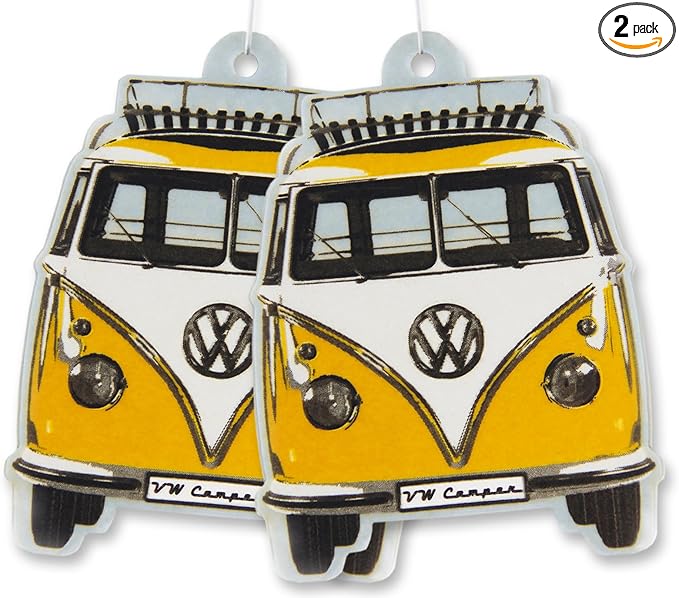 BRISA VW Collection Volkswagen Air Freshener, Room Freshener, Deodorizer for Cars T1 Bus Campervan Motif (Citrus/Yellow/Set of 2)