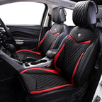 Flying Banner car seat Covers seat Cushions Luxe Fit Faux Leather Easy Installation Vehicles Non Slip Premium (Black Red, 2 x Front Seat Cover)