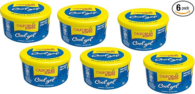 California Scents Cool Gel - The Best Car Air Freshener with Cool Gel Technology - Long-Lasting Odor Eliminator and Auto Air Freshener for Cars (Newport New Car, 6 Packs)