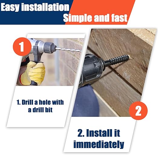 Tandefio 100 Pack 1/2''x 3'' Ceramic Black Lag Screw Kit with Washers Hex Lag Bolts Wood Screws Heavy Duty Hot Dip Galvanized Double Layer for Wood Decks Fences
