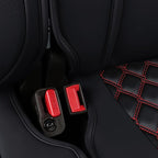 Huidasource Tacoma Back Row Seat Covers, Split Rear Bench Leather Seat Cover Fit for 3rd Gen Toyota Tacoma 2016-2023 Double & Crew Cab SR SR5 Limited TRD Sport/Pro/Off Road (Back Row/Black&Red)