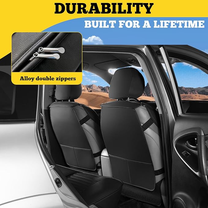 LINGVIDO Front Car Seat Covers, Faux Nappa Leather, Airbag Compatible and Waterproof Protectors for Sedans SUVs, Breathable Anti-Slip Interior for Commuters and Rideshare, Black/Gray