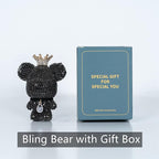 Cute Car Accessories, Bling Crystal Bear Car Air Freshener With Vent Clip,Rhinestone Aesthetic Car Decor Interior Decoration (BLACK)