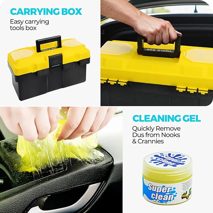 30Pcs Car Detailing Kit, Car Wash Cleaning Kit, Auto Detailing Drill Brush Set, Car Cleaning Gel, Car Cleaning Supplies for Interior, Exterior, Wheels, Windows