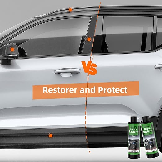 Graphene Plastic Restorer & Ceramic Coating Kit - Ultimate Car Detailing Solution - Resists Water, UV Rays, Dirt - Highly Concentrated Hydrophobic Trim Coating (2Pack)