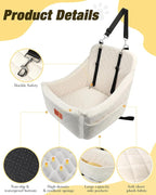 Dog Car Seat for Medium Sized Dog,Pet Travel Car Bed with Seat Belt Channle,Fully Detachable and Washable Car Dog Seat with Adjustable Straps,3 Straps Easy to Install (Beige)