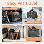 Cat Pet Carrier Soft Sided Bag Airline Approved, Foldable Travel Large Carrier for Small Kittens Medium Cats Up to 13 Lbs, Expandable Carrying Case for Car, Comfortable for Transport