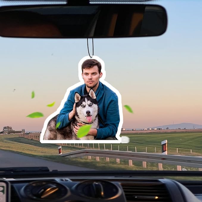 Custom Air fresheners with Picture - Personalized Photo Air Freshener for Car,Double Side Photo Text for Car Bathroom, Wardrobe Gifts for Boyfriend Men Women (Crop, personalized)