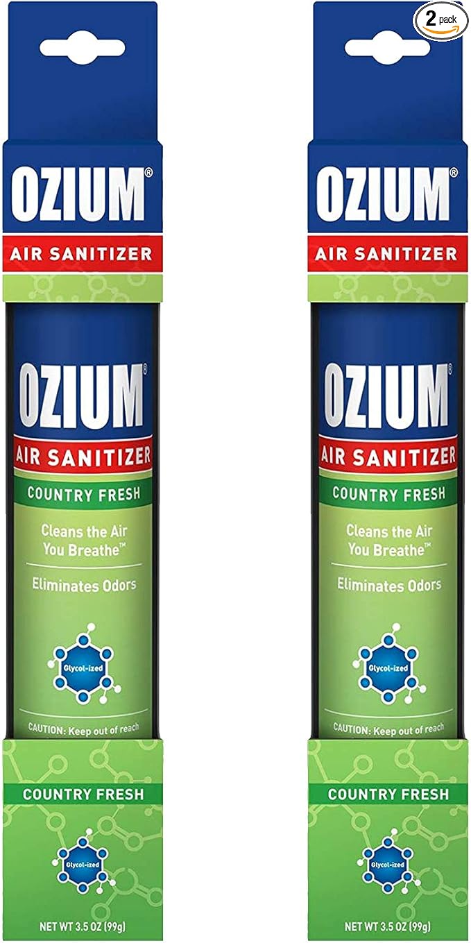 Ozium Air Sanitizer & Odor Eliminator for Homes, Cars, Offices and More, Country Fresh, 3.5 Ounce (Pack of 2)