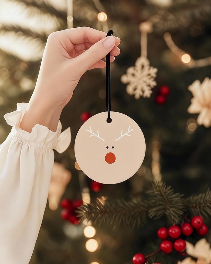 Boho Christmas Car Air Freshener 4 Pcs, Coquette Bow Xmas Tree Mistletoe Reindeer Hanging Air Freshener for Cars Closet Drawer Books, Girly Christmas Car Accessories Mirror Decor for Women