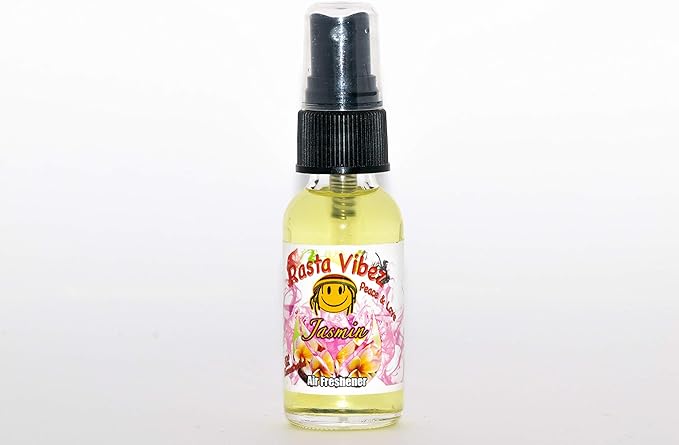 Rasta Vibez Jasmine Type Air Freshener - 100% Ultra Concentrated Oil Based Spray - Ideal for Bathroom, Home, Car, Office & More - Long Lasting Effects - 1oz Bottle