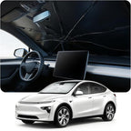Windshield Sun Shade Umbrella for Tesla Model 3 & Model Y Accessories 2017-2026, UV Block Model Y Sunshade for Car Windshield, Heat Shield Model 3 Sunshade for Front Windshield Car Shade.