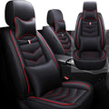 Front Seat Cover for Toyota Highlander 2001-2025, Waterproof Durable Premium Leather Car Seat Protector, Comfortable Anti-Slip Stylish Sport Seat Cover(2 Seats Luxury,Black Red)