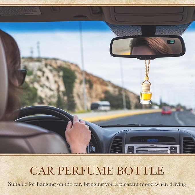 Domensi 600 Pieces Hanging Car Diffuser Air Freshener Bottle Bulk Empty Glass Refillable Perfume Bottles Oil Diffuser Aromatherapy Pendant for Auto Interior Ornaments Decor (Clear)