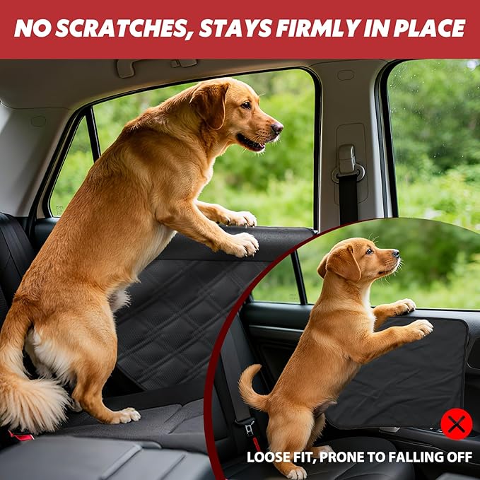 Dog Car Door Protector – 20% Larger Design for Sedans, Family Cars and Small SUVS, 2 Packs Thickened Waterproof Door Panel Covers, Protects Doors from Dog Scratching