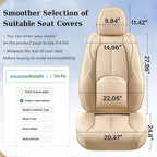 Coverado Seat Covers, Car Seat Covers Front Seats, Premium Nappa Leather Seat Covers for Cars, Waterproof Car Seat Protector with Lumbar Support, Front Seat Covers Universal Fit for Most Cars (Beige)