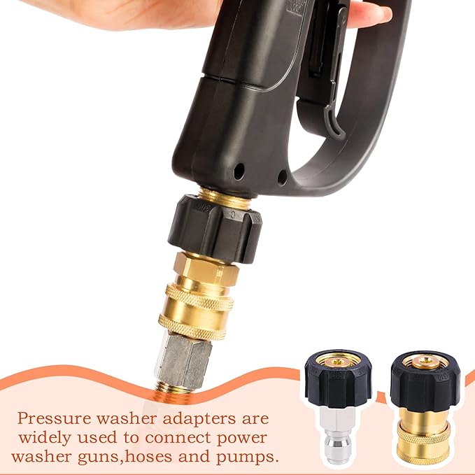 Pressure Washer Adapter Set, M22 14mm to 3/8 inch Quick Connect and Disconnect Fitting, 4500PSI Pressure Washer Hose/Gun Thread Kit