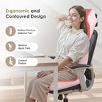 FLORICH Upgraded 3-in-1 Memory Foam Car Seat Cushion Set with Lumbar Support & Neck Pillow, Washable Driving Seat Cushion for Back & Sciatica Pain Relief, Non-Slip Seat Cushion for Car, Office-Pink