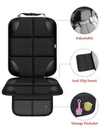 Meolsaek Car Seat Protector for Child Car Seat, Durable 600D Fabric Waterproof Car Seat Cover with Thick Pad Non-Slip Backing，No Imprints (Black 1pc)
