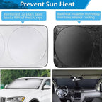 IC ICLOVER Car Windshield Sun Shade, 210T Ployester Foldable Front Window Sun Visor Protector Sun Protection Shield, Blocks Heat and UV Rays, Keep Your Car Cool, Fits SUV, Van, MPV, Trucks (X-Large)