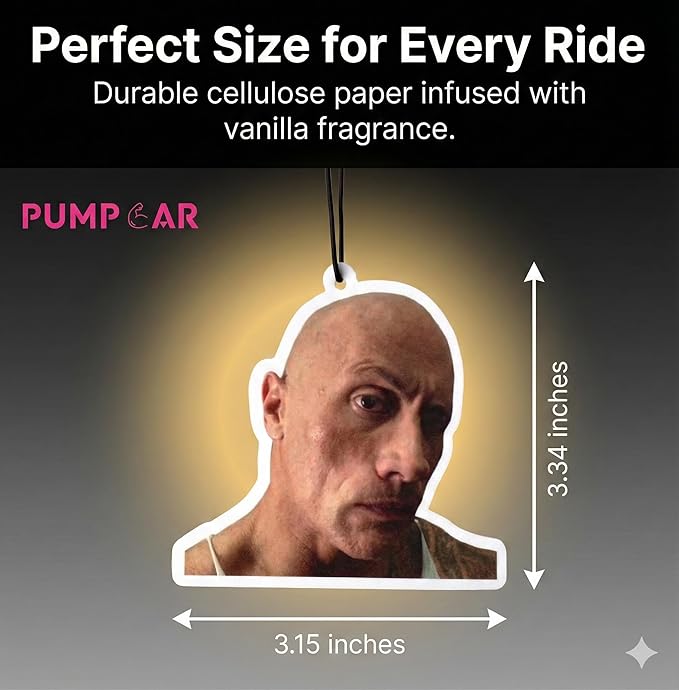 PumpCar 2 pieces Dwanye "The Rock" Johnson double-sided hanging vanilla-scented car air freshener Cool for rearview mirror Car Interior Accessories Household Gifts