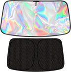 Foldable Sun Shade for Car Windshield Sunshade with Memory Steel Ring (Iridescent, M（55 * 27.5Inch)