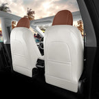 for Tesla Model Y Seat Covers 2020-2024 Nappa Leather Car Interior Seat Compatible with Airbag Cushion Cover 5 Seats (TY-Brown&Beige)