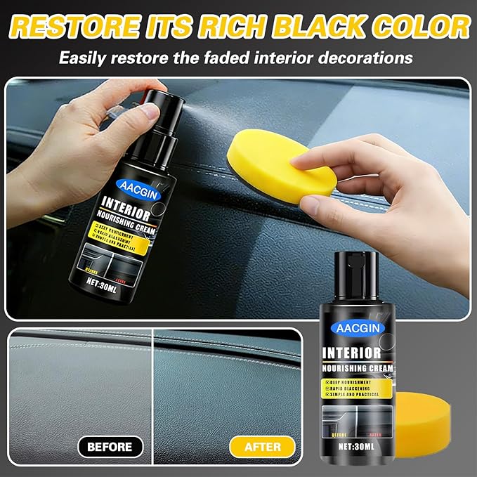 Black Trim Plastic Restorer for Cars – Refreshes Faded Plastic, Vinyl & Rubber Trim with Polish for Deep Shine – Protects Against UV & Dirt – Black Exterior & Interior Care for Detailing - 30ml *2.