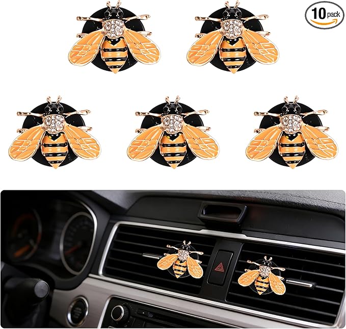 5PCS Bumblebee Car Decor,shiny Air Freshener Vent ClipsCar Accessories Decoration for Refillable Outlet Diffuser, Universal for Most Cars(bee)