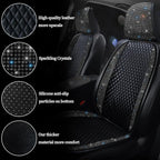 Luxury PU Leather Auto Seat Cover Protector Rhinestone Crystal Glitter Vehicles Front Seat Pad Mat Bling Bling Diamond Car Interior Accessories for Women, Lady - Universal Fit Black 2Seats