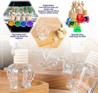 30 Pcs Clear Glass Car Air Freshener Diffuser with Wooden Caps & Hanging String, Empty Essential Oil Bottles Aromatherapy Fragrance Perfume Vials Holder for Car Decor