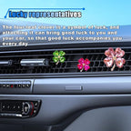 3PCS Bling Four Leaf Clover Car Dashboard Air Vent Trim Clips, Crystal Rhinestone Auto Air Fresheners Outlet Clips, Cute Car Interior AC Decoration Accessories for Women (Big Pink/Small Rose & Green)