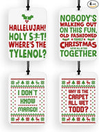 Christmas Car Air Freshener 4 Pcs Christmas Vacation Decorations for Hangers Bags Car Rearview Mirrors Hanging Air Freshener for Car Men Women Gift