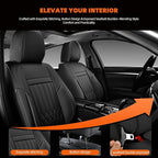 KEYOOG Car Seat Covers Leather Full Set Universal 5-Seater Waterproof Breathable Nappa, Compatible with Honda Civic, Toyota Camry Corolla, Nissan Rogue Sentra, Fit for Front Rear Seats Most Sedans SUV