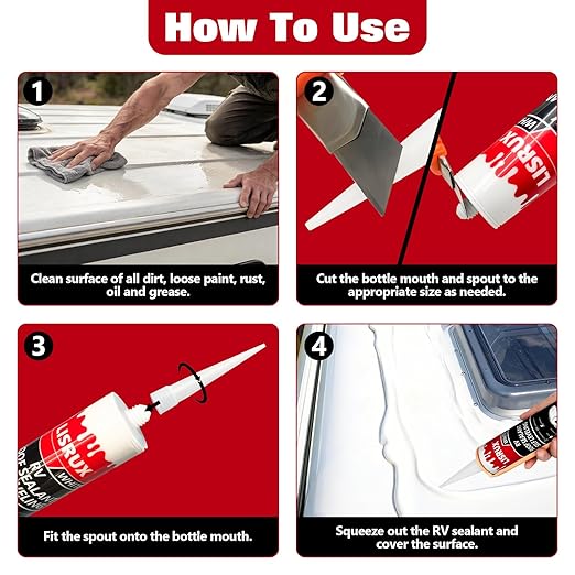 12 Pack RV Roof Sealant,Self Leveling Lap Sealant for RV Roofs,White RV Caulking Sealant Waterproof for Camper, Trailer & Motorhome