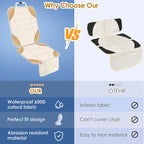 Sinvitron Car Seat Protector for Child Car Seat - Waterproof Non-Slip Leather Mat with 2 Mesh Pockets, Universal Seat Cover for Baby, Pets & Vehicles (1-Pack, Off-White)
