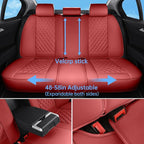 Car Seat Covers Full Set Red, Luxury Faux Leather Waterproof Non-Slip Women Seat Protector Universal Fit for Most Cars SUVs Trucks Pick-ups,Car Interior Accessories (Red-Full Set)