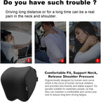 Crofy 2-Pack Car Neck Pillow, Softness Car Headrest Pillow for Driving with Adjustable Strap, 100% Memory Foam and Breathable Removable Cover, Comfortable Ergonomic Design, Black