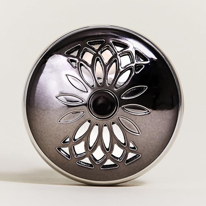 MAISON BERGER - Adjustable Refillable Car Air Freshener Vent Clip Diffuser Set - 1.75" Diameter x 1.25" Depth - Made in France (On/Off Flower - Gun Metal)