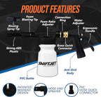 SwiftJet Car Wash Foam Gun + Microfiber Wash Mitt - Works with Any Soap - Garden Hose Car Foam Sprayer - Foam Cannon Car Wash Kit - Car Accessories Foam Blaster (Black Foam Gun with Mitt)