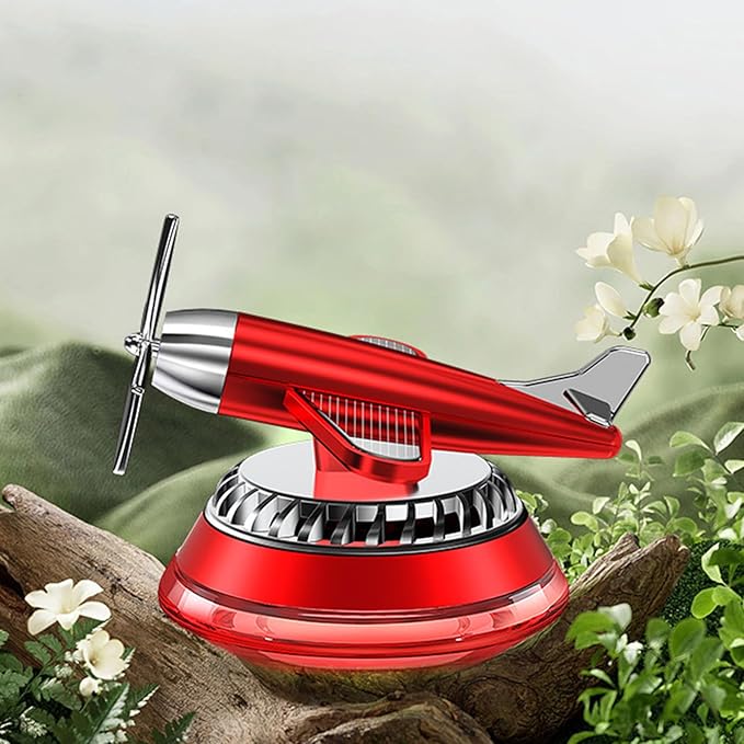 Car Air Freshener, Solar Energy Rotating Diffuser, Gardenia Scent, Red