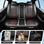 Fit Accord Car Seat Covers Premium Leather for Honda Accord 2012-2025 2026. Waterproof， Breathable, Scratch-Resistant & All-Weather Seat Cushion Protector（Full Set,Red Line Black