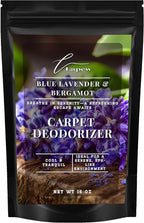 Lapew Blue Lavender & Bergamot Carpet Deodorizer Powder - Pet Safe Freshener for Vacuuming | Scented Odor Eliminator for Home | 16 oz